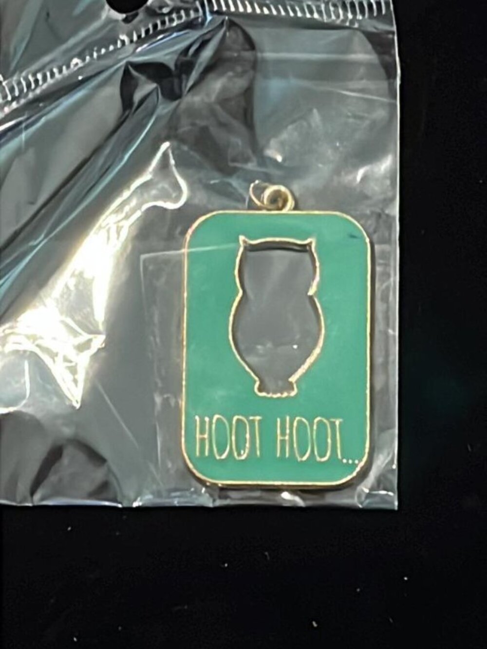 Green Rectangle Hoot Hoot Owl Pendant - NEW